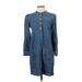 Madewell Casual Dress - Shift Mock Long sleeves: Blue Dresses - Women's Size Small