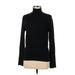 Calvin Klein Collection Long Sleeve Turtleneck: Black Solid Tops - Women's Size Large