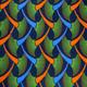 Blue Orange Green Flower Fan Ankara African Print Fabric | By the Yard and Half Yard | Designer Fabric | Statement Print | Craft Supplies