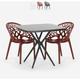 Ahd Amazing Home Design - Table carré noir 70x70 + 2 chaises design Moai Black Couleur: Rouge