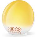 Eveil Lumière LED Radio Réveil Matin Lumineux Lampe de Chevet 20 Niveaux de Luminosité Simulateur