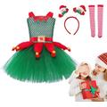 GeRRiT Adorable Elf Costume Set, Beautiful Christmas Elf Costume with Headband, Holiday Red and Green Children Dress, Santa's/334 (Size : 120cmL)