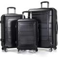 BuzToz Unisex Adult Luggage 3 Piece Sets Hard Shell Suitcase with Spinner Wheels, TSA Lock,Lightweight, Durable, Black, 3 piece set(20in24in28in), Luggage 3 Piece Sets Hard Shell Suitcase With Spinner