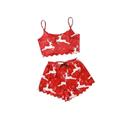 JINGBDO Women'S Summer Pajamas Women'S Pajamas Print Sling Sleepwear Set V-Neck Pyjamas Female Sleeveless Cute Top And Shorts-05-M