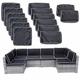 VIXLON 14 Pack Outdoor Patio Cushions Replacement Covers for 7 Pieces 6-Seater Wicker Rattan Patio Furniture Conversation Set Outdoor Cushion Covers with Zipper Fit (Black+White Edge (Only Cover))