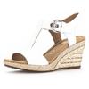 Keilsandalette GABOR "MILANO", Damen, Gr. 39, weiß, Kalbsleder, klassisch, Schuhe, Sommerschuh, Sandale, Keilabsatz, mit Bastbezug, Weite G