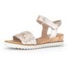 Sandalette GABOR "GENUA", Damen, Gr. 38, gold (goldfarben), Glattleder, metallic, feminin, Schuhe, Sommerschuh, Sandale, Keilabsatz, mit Klettverschluss, Weite G
