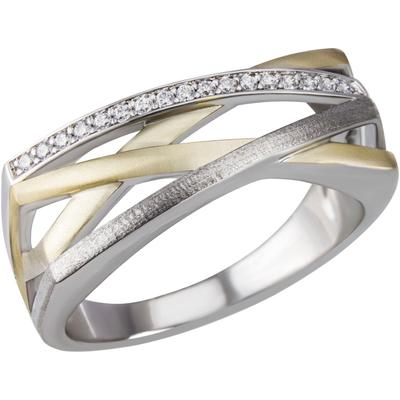 Fingerring FIRETTI "Schmuck Geschenk Silber 925 Silberring Ring Bicolor" Gr. 54, gold (silberfarben, gelbgoldfarben, kristallweiß, kristallweiß), Fingerringe, Damen, 54, Silber 925 (Sterlingsilber), 2,8mm, mit Zirkonia (synth.) Image