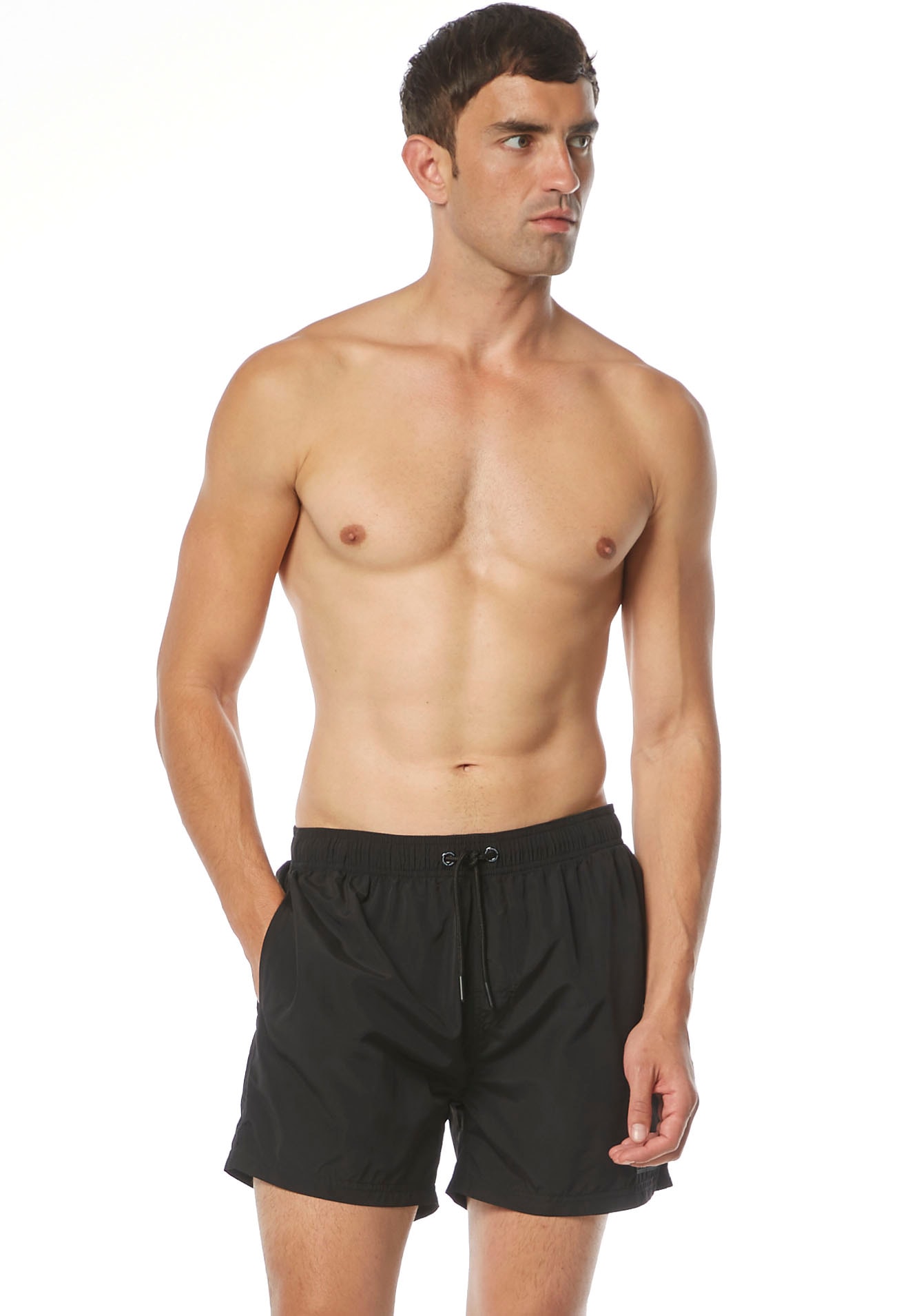 Badeshorts BRUNO BANANI "Boxer Wave Line 2.0 Swim", Herren, Gr. M (5), N-Gr, schwarz, Microfaser, Polyester, unifarben, Badehosen, mit Tunnel-Gummibund Image