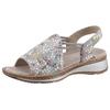 Riemchensandale ARA "HAWAII", Damen, Gr. 40, bunt (taupe multi), Veloursleder, feminin, Schuhe, Sommerschuh, Sandalette, Keilabsatz, mit Stretch-Bänder, G-Weite