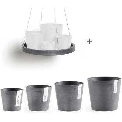 Blumentopf ECOPOTS "Amsterdam Mini", grau, Ø:36cm, Kunststoff, Pflanzgefäße, verschiedene Größen mit passendem Untersetzer Ø36cm Image