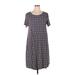 Lularoe Casual Dress - Shift Scoop Neck Short sleeves: Gray Print Dresses - Women's Size X-Large