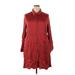 Torrid Casual Dress - Shirtdress High Neck 3/4 sleeves: Burgundy Solid Dresses - New - Women's Size 2X Plus