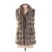 Donna Salyers' Fabulous Furs Faux Fur Vest: Below Hip Gray Jackets & Outerwear - Women's Size Small