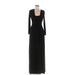 Alice + Olivia Cocktail Dress - Sheath Plunge 3/4 sleeves: Black Solid Dresses - New - Women's Size Small