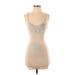 Bebe Cocktail Dress - Bodycon Plunge Sleeveless: Tan Print Dresses - Women's Size X-Small