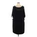 R&M Richards Casual Dress - DropWaist Boatneck Short sleeves: Black Print Dresses - Women's Size 20