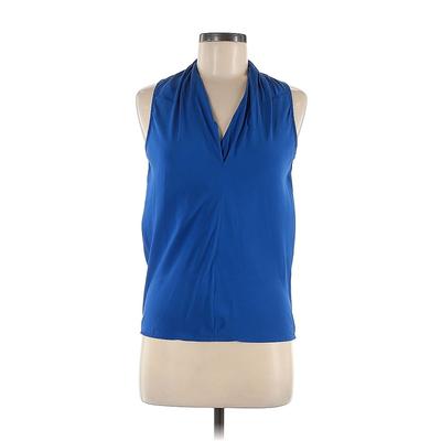 Ramy Brook Sleeveless Silk Top Blue Print V Neck Tops - Women's Size Medium