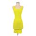 Bebe Casual Dress - Bodycon Scoop Neck Sleeveless: Yellow Solid Dresses - Women's Size P