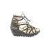 FLY London Wedges: Gray Print Shoes - Women's Size 36 - Open Toe
