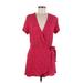 Ett V Neck Short sleeves:Twa Casual Dress - Mini V Neck Short sleeves: Pink Dresses - Women's Size Medium