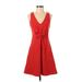 Leifsdottir Casual Dress - Mini V-Neck Sleeveless: Orange Solid Dresses - Women's Size 2