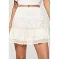 Sommerrock SUPERDRY "IBIZA LACE MIX MINI SKIRT" Gr. S, weiß (off white) Damen Röcke