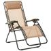 Outdoor Textilene Adjustable Zero Gravity Folding Reclining Lounge Chair with Pillow, 26", Beige