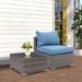 2-Pieces Patio Armless Single Rattan Sofa Couch with Side Table