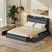 Upholstered Platform Bed with 4 Storage Drawers and USB Port, Queen Size Linen Bed Frame with LED Headboard and Metal Frame