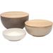 Set of 3 Ceramic Salad/Mixing Bowls with 2 Sealing Wood Lids