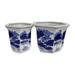 Sagebrook Home Ceramic Planters, Set of 2, Chinoiserie Style Blue and White, Perfect for Indoor and Outdoor Decor - 8" x 8" x 6"