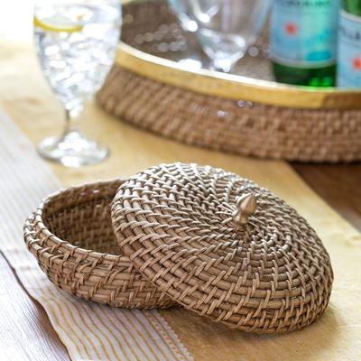 Amelia Woven Bamboo Cane Lidded Box