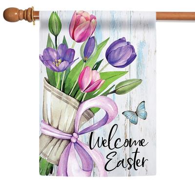 Easter Tulip Bouquet Double Sided Flag