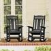 LUE BONA Plastic Outdoor Patio Adirondack Rocking Chairs For Porch Set of 2 - 34.6"D x 28"W x 43.7"H