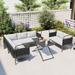 5-Piece Modern Patio Sectional Sofa Sets, Outdoor Woven Rope Conversation Set with Glass Table and Removable Cushions