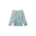 Tom Tailor knit pullover inside printed Damen green abstract leaf print knit, Gr. XXXL, Baumwolle