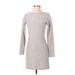 Athleta Casual Dress - Sheath Crew Neck Long sleeves: Gray Marled Dresses - Women's Size X-Small