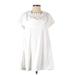 H&M Casual Dress - Mini High Neck Short sleeves: White Solid Dresses - Women's Size 4