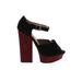 Trafaluc by Zara Heels: Black Color Block Shoes - Women's Size 38