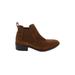 Steve Madden Ankle Boots: Slip-on Chunky Heel Casual Brown Solid Shoes - Women's Size 6 - Round Toe