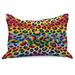 Ambesonne Leopard Print Quilt Pillow Cover Rainbow Surreal World Orange Multicolor Polyester in Blue/Red/Yellow | 20 H x 30 W x 1 D in | Wayfair