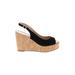 Stuart Weitzman Wedges: Black Solid Shoes - Women's Size 8 1/2 - Peep Toe