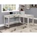 Gracie Oaks Ledon Height Adjustable L-Shaped Desk w/ Built in Outlets Wood in Brown/White | 59 W x 59 D in | Wayfair