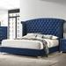 Rosdorf Park Queen Wingback Bed In Upholstered/Velvet in Blue | 66.25 H x 86.75 W x 96.25 D in | Wayfair BEC764EDD9424433B2CE34724C656B71
