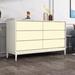 PEPPER CRAB Modern Style Multi-functional Storage Cabinet 6 - Drawer Dresser Wood in Brown | 31.5 H x 55.12 W x 15.75 D in | Wayfair
