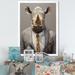 Trinx Business Hippo Portrait Framed On Canvas Print Canvas, Cotton in Gray/Yellow | 20 H x 12 W x 1 D in | Wayfair