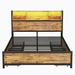 Wrought Studio™ Metal Platform Bed w/ 4 drawers, Sockets & USB Ports Wood & Metal/Metal in Black | 43.3 H x 62 W x 81 D in | Wayfair