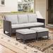 Latitude Run® Nazime 74.02" Wide Outdoor Wicker Patio Sofa w/ Cushions Wicker/Rattan/Olefin Fabric Included in Brown | Wayfair