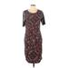 Lularoe Casual Dress - Sheath Scoop Neck Short sleeves: Burgundy Color Block Dresses - Women's Size Large